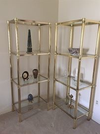 Brass and Glass bookcases - set of 2