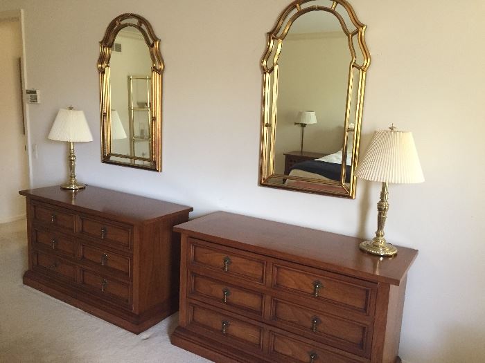 Dressers/side nightstands, Stiffel lamps, Gold mirrors