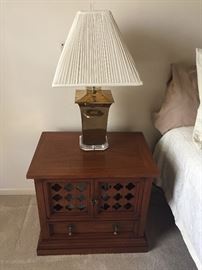 Nightstands - 2 available and brass lamp