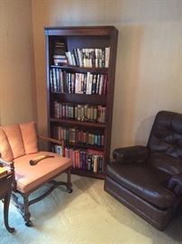 Rocking Recliner, book case with books