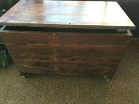 WOODEN BOX WITH ROLLERS