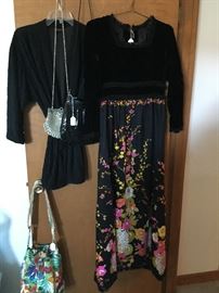 VINTAGE DRESS AND PURSES
