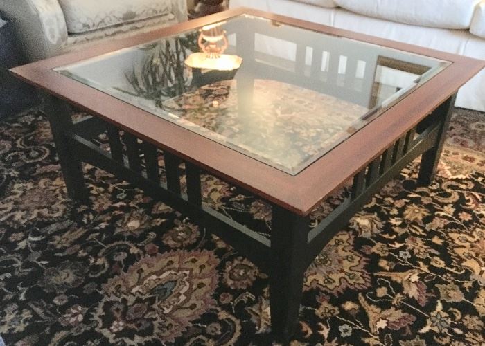 Wood & glass top coffee table