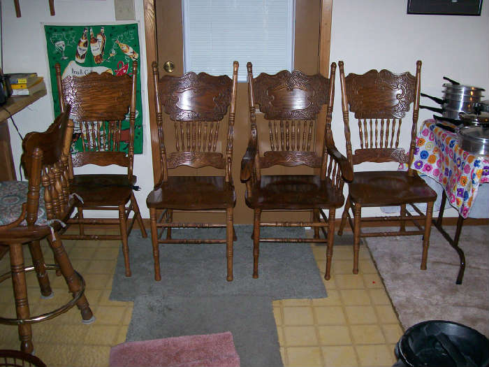 Oak Pressed Back Chairs