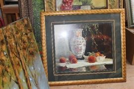 Framed Art of Vase and fruit