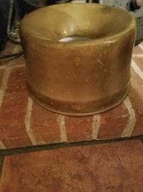 Old Brass Spittoon with enamel base.