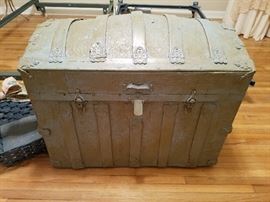 Old trunk that mom painted and then "antiqued".