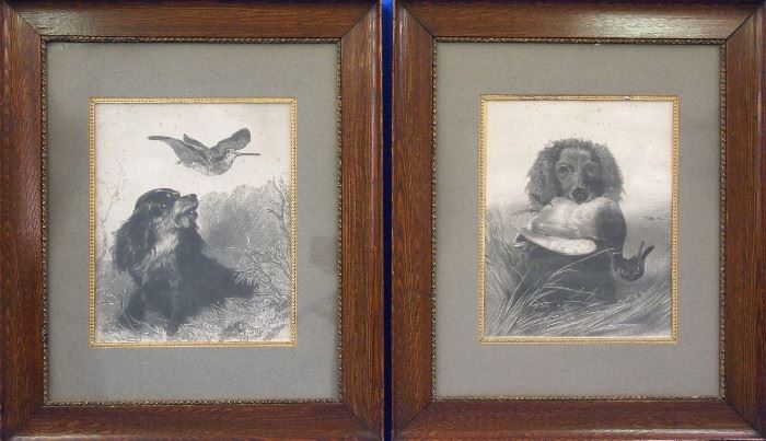 Two spaniel engravings by A.G. Van Allsburg, Grand Rapids