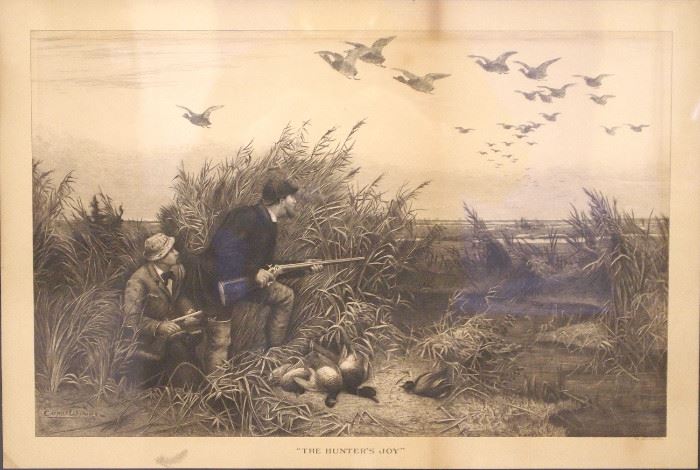 19th century engraving: "The Hunters Joy" by Charles Whymper, 1885