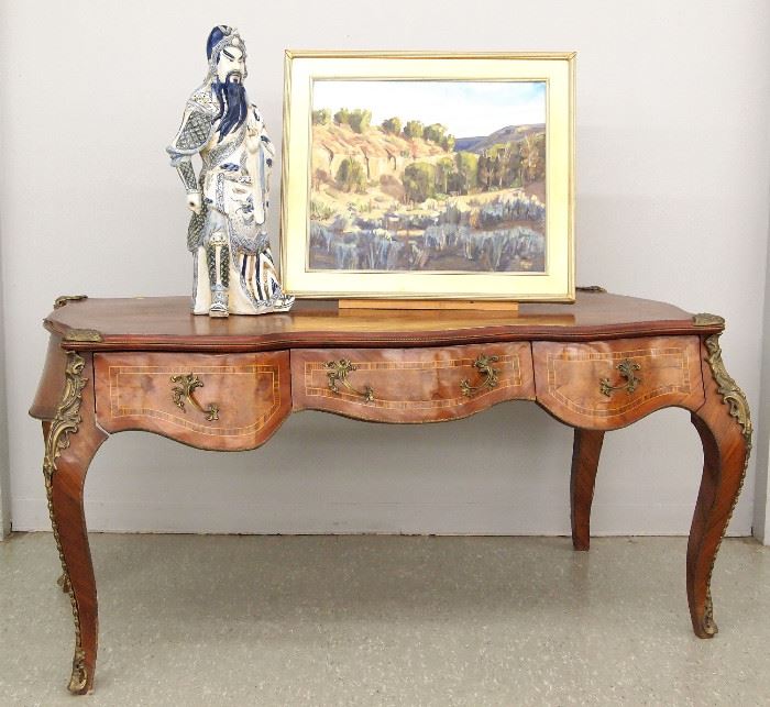 Louis XVI style writing desk, Chinese porcelain "Sage" 