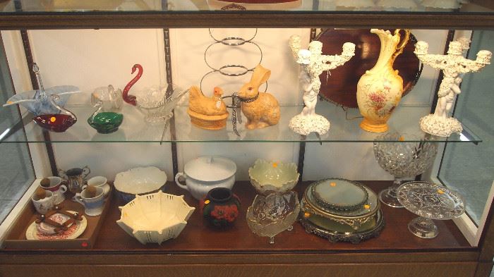 Porcelain, art glass, oval serving tray