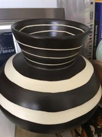 Black and beige striped pottery