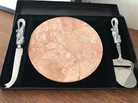 Marble cutting board knife and cheese cutter