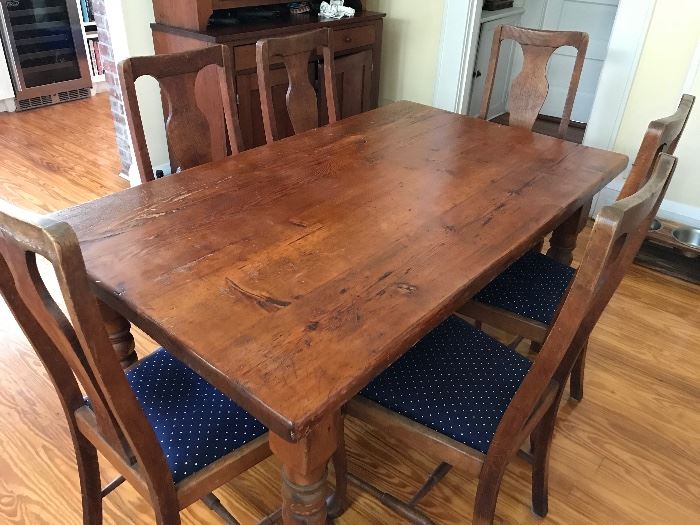 Dining Table Farm table                                                                        6 chairs (American early 1900s sold separately)