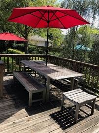 Table and chairs with umbrella