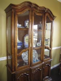 CHINA HUTCH, STONEWARE WITH ANIMAL DESIGNS