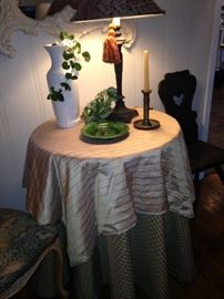 Skirted table and decorative items