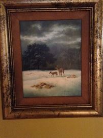 More framed art - deer in the snow by Texas artist Carol Gibson-Sayle