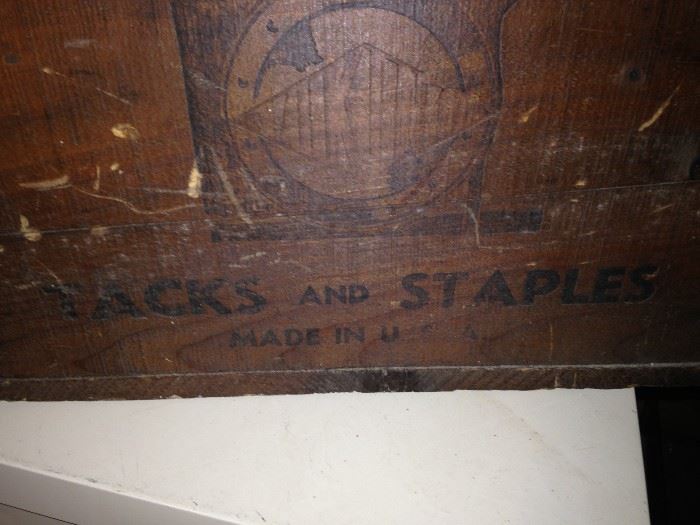 "Tacks and Staples" wooden box