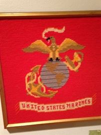 Needle point "United States Marines" (We appreciate your service, and thanks to ALL service men and women!)