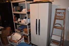 Three Black and Decker Storage Cabinets and other Vinyl Storage Shelves