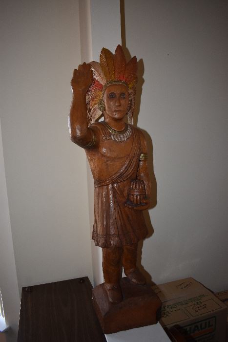 Late 1940’s-50’s hand carved Cigar Advertising Pine Statue with hand painting 