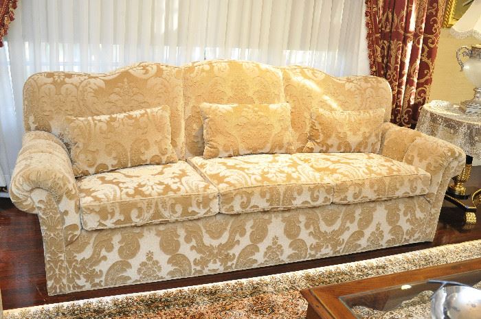 There are two of these luscious mohair sofas