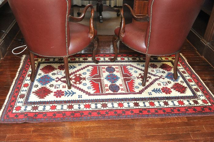 Ivory Belouch Rug from Afghanistan. Measurements: 3’ 6” x 6’