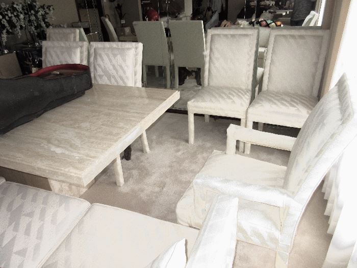 white chairs, 8 of them go with this awesome (heavy) granite dining room table.