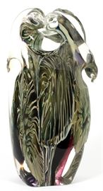 DAVID LOTTON (AMER. LATE 20TH C), BLOWN GLASS, CONTEMPORARY VASE, SIGNED, 1995, H 11", W 5", D 2 1/2" ^