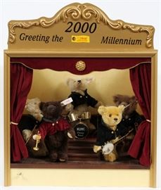 STEIFF MUSICAL BAND, H 36'', W 17 1/2'', D 12 1/2'', '2000 GREETING THE MILLENNIUM'