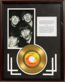 THE BEATLES "DAY TRIPPER", GOLD RECORD COLLAGE, H 16'', W 12''
