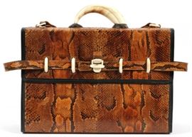 LOWELL, BONE & PYTHON SNAKESKIN SHOULDER BAG