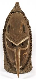 LOWER SEPIK MASK & HEADDRESS, H 24'', W 9'', D 7''