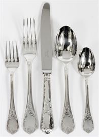 CHRISTOFLE, SILVER PLATED FLATWARE, MARLY PATTERN, 60 PCS
