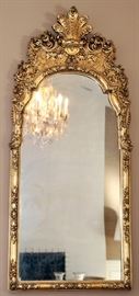 GEORGE I STYLE CARVED GILT WOOD MIRROR, H 57", W 25 1/2"