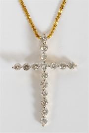 14KT GOLD CHAIN AND DIAMOND CROSS
