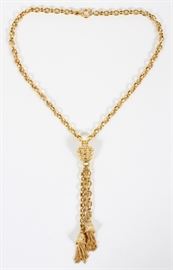 14KT YELLOW GOLD TASSEL NECKLACE, L 17 1/2"