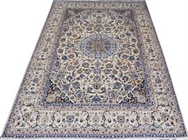 PERSIAN NAIN HAND WOVEN WOOL RUG, W 7' 2", L 10' 2"
