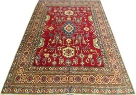 KAZAK HAND WOVEN WOOL RUG, W 7' 4", L 10' 5"