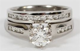 PLATINUM AND DIAMOND WEDDING RING AND BAND