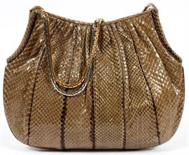 JUDITH LEIBER SNAKE SKIN PURSE, H 9'', W 12''
