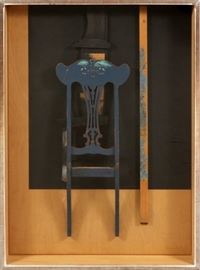 LOUISE BERLIAWSKY NEVELSON (US, 1899-1988), WOOD, PAINT, NAILS & CORRUGATED CARDBOARD ASSEMBLAGE, 1979, H 49", W 31 1/2", "THRONE"~