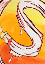 JOHN MATOS (CRASH) (US, B. 1961), WATERCOLOR, 1989, IMAGE & PAPER: H 41 3/8", W 28 1/2", "BRUSH STROLE I"~