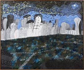 JOEL ODUM, ACRYLIC ON CANVAS, "CENTRAL PARK SOUTH", 1984, H 72", W 72"~