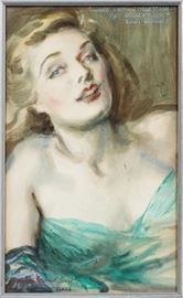 JAMES MONTGOMERY FLAGG, (AMERICAN 1877-1960), WATERCOLOR & CHARCOAL PENCIL, H 20 1/2'', W 12 1/2'', "MAN'S ABIDING OBSESSION"~