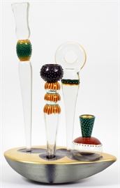 

JOSE CHARDIET, (AMERICAN 1956-) GLASS SCULPTURE, 1992, H 21 1/2", L 14", D 9 1/2", STILL LIFE~ ^
