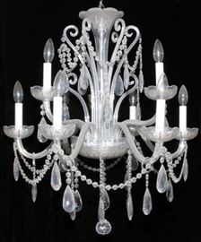 EIGHT-LIGHT CRYSTAL CHANDELIER, H 27", DIA 23"