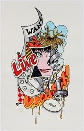 JOHN MATOS (CRASH), (US, B. 1961), COLOR LITHOGRAPH, IMAGE: H 40", W 20", "LIVE CRASH"