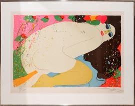 

WALASSE TING, LITHOGRAPH, 1977, H 24", W 35", RECLINING WOMAN~

